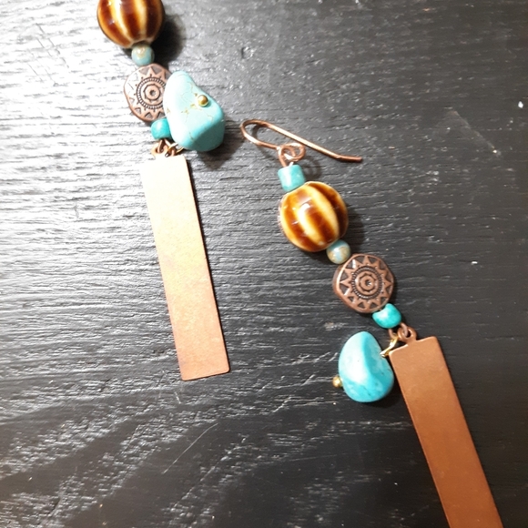 Copper & Chalk Turquoise Southwestern Earrings NWT - Picture 5 of 6